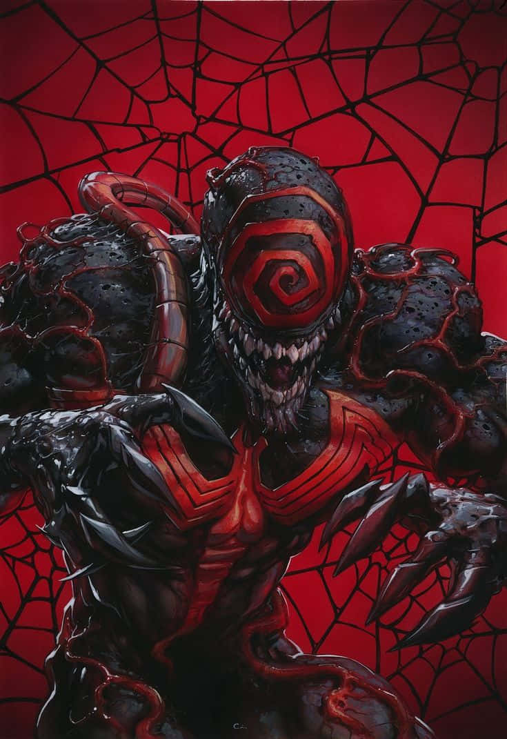 Venom showing his fearsome side in a thrilling comic pose Wallpaper