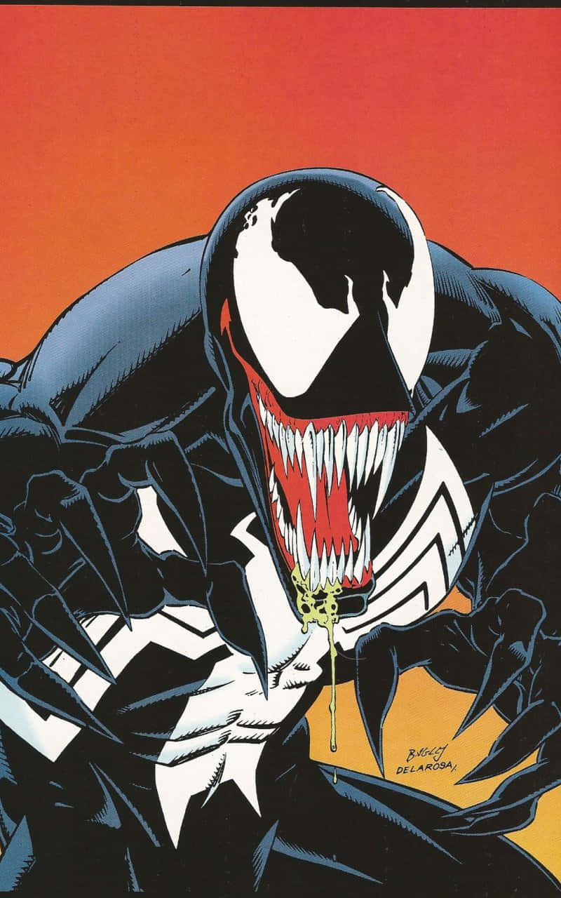 Venom Unleashed - Action-Packed and Menacing Marvel Comics Artwork Wallpaper