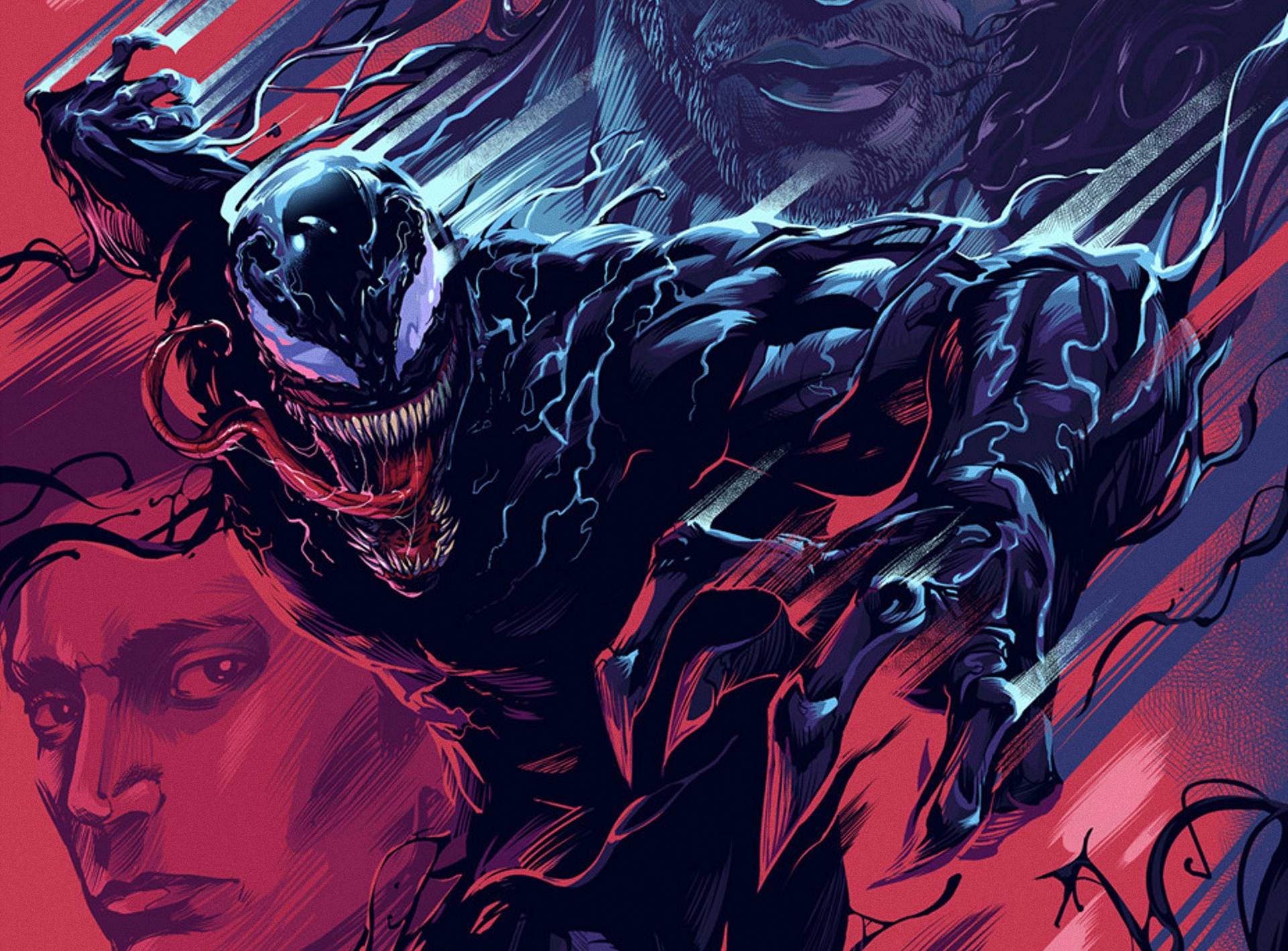 Venom Movie Comic Book Illustration Wallpaper