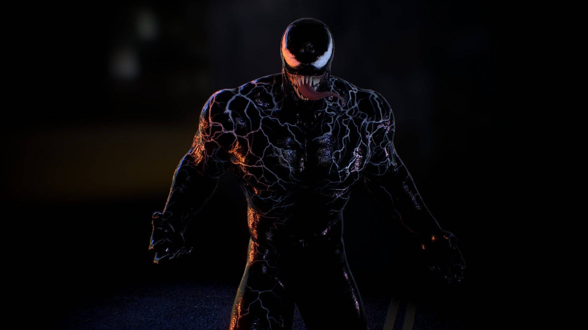 Venom Movie Suit With White Veins Wallpaper