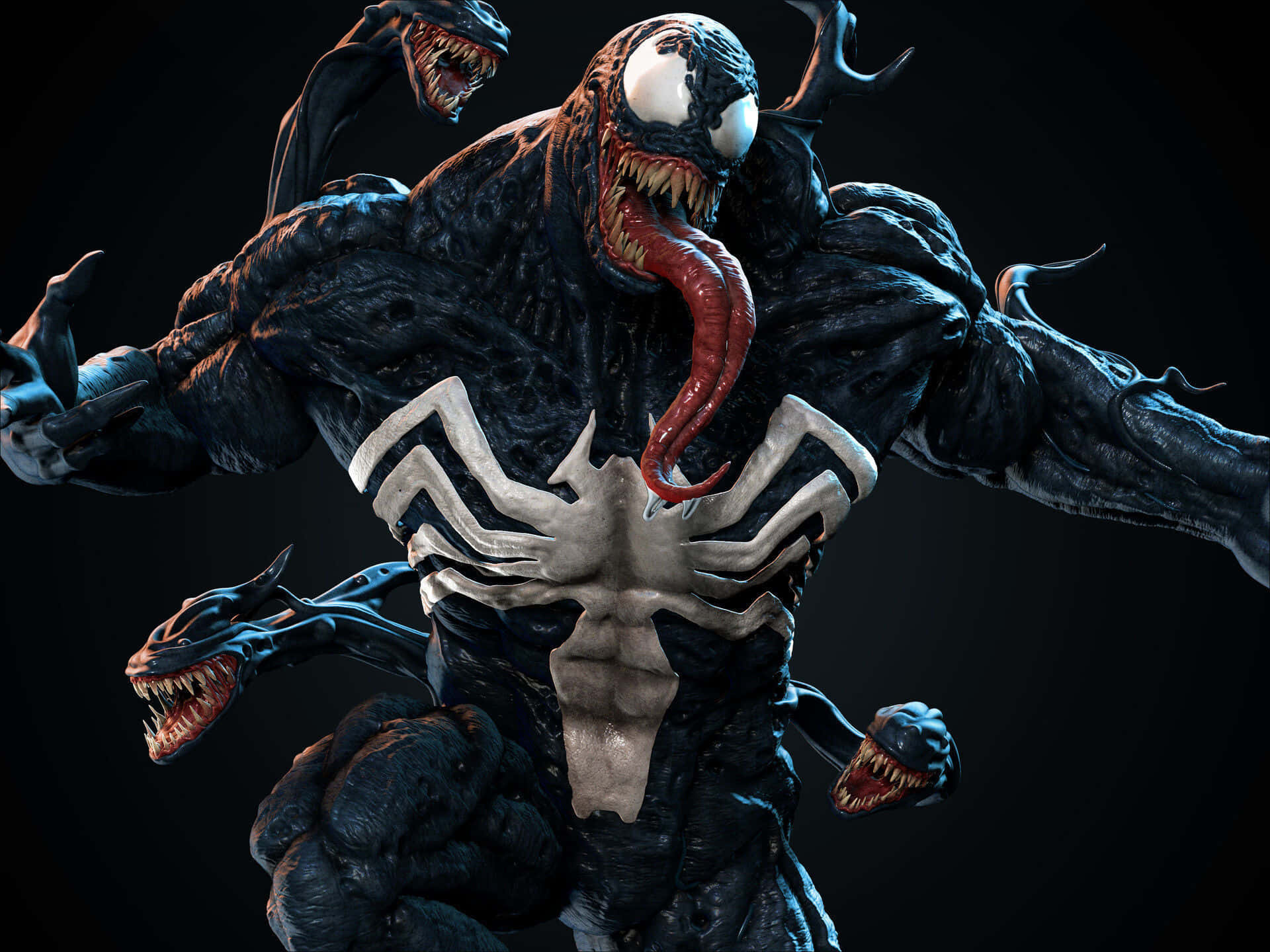Et intens kig på den kraftige superhelt Venom portrætteret af Tom Hardy.