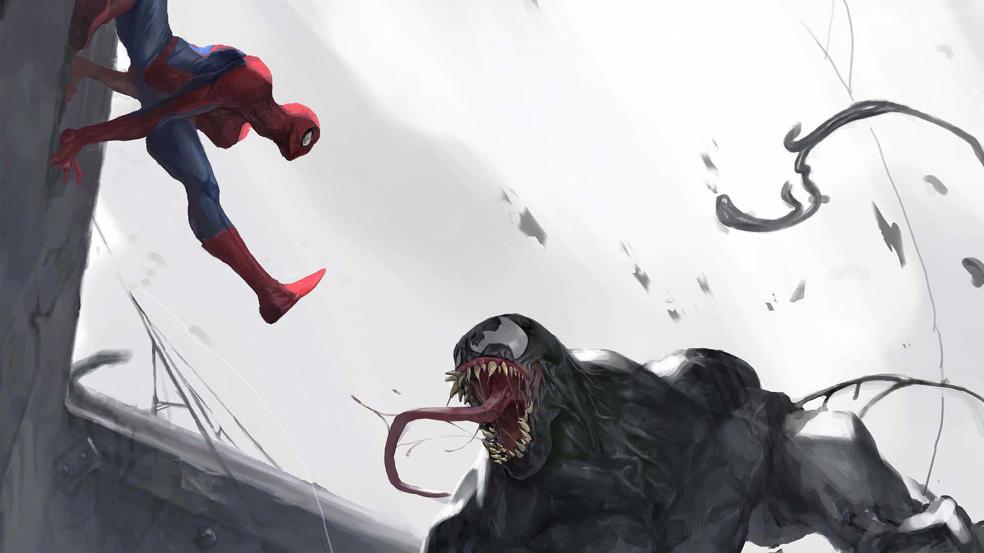 Venomund Spider-man, Vereint Im Kampf Gegen Das Böse Wallpaper