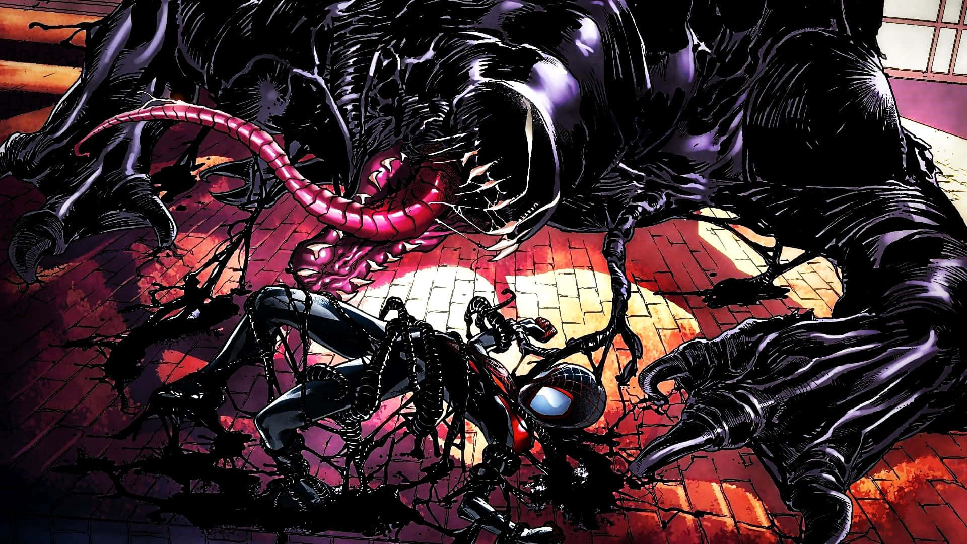 Venomiseret Spider-Man der løsner sit indre superpower Wallpaper