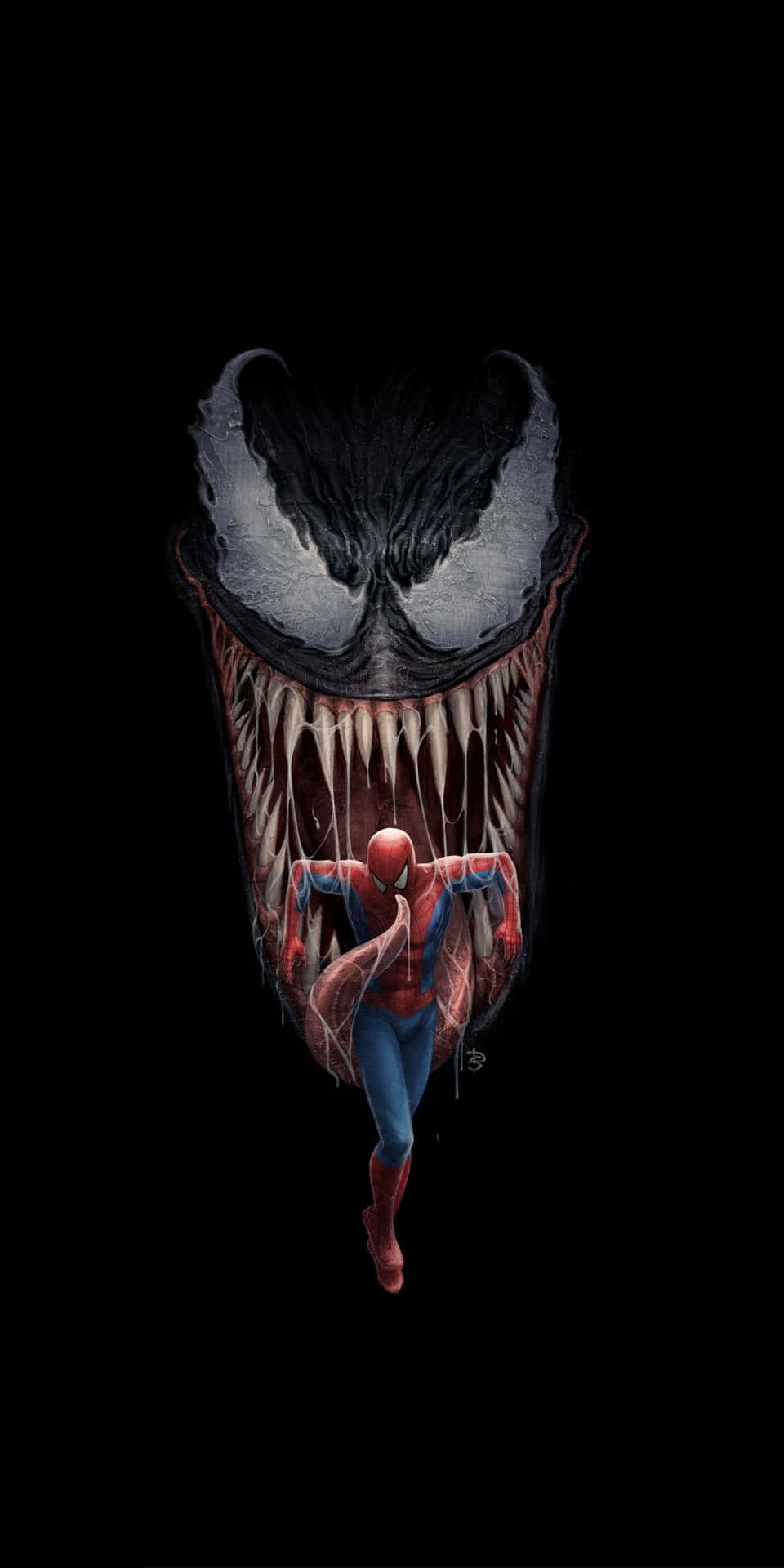 Venomspider Man Cool Art - Skruvade Spiderman Konstverk Wallpaper