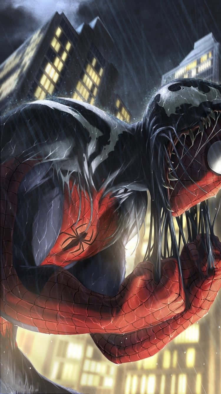 Spiderman I Venom-kostymen. Wallpaper