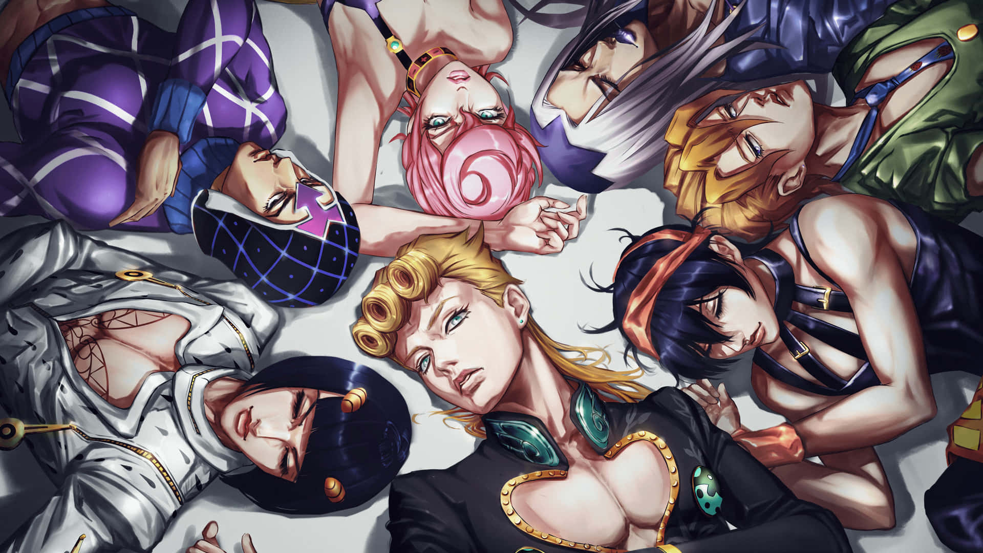 Personajesde Vento Aureo Se Unen En Vibrante Obra De Arte En 4k. Fondo de pantalla