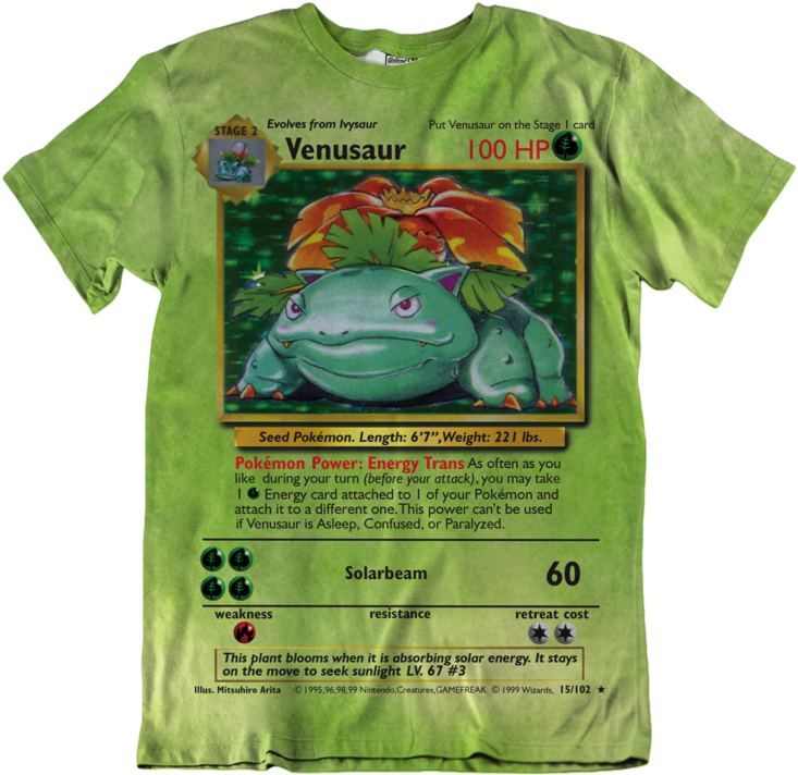Venusaur Pokemon Card T Shirt Design PNG