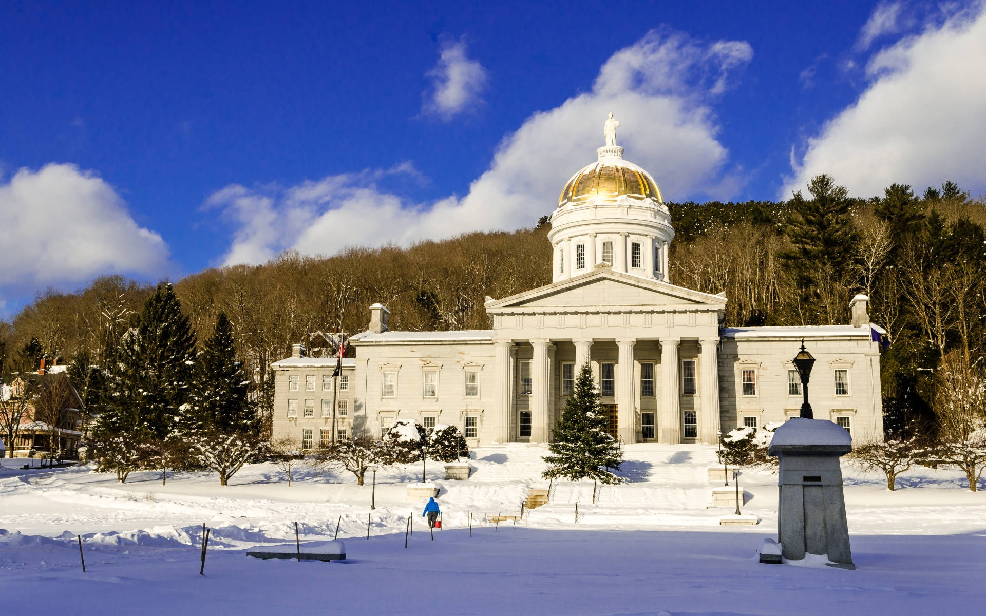 Vermont State House In Winter