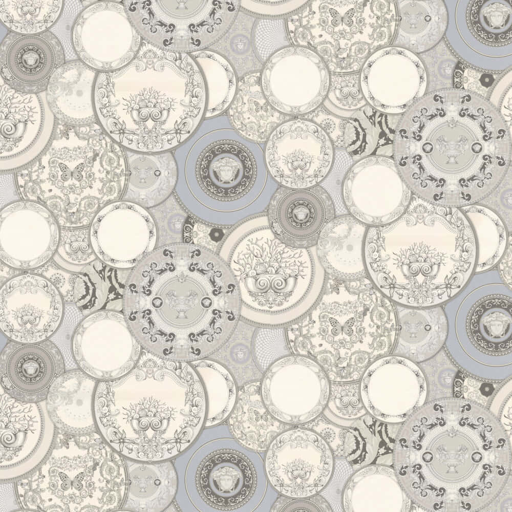 A Wallpaper With Many Plates And Circles