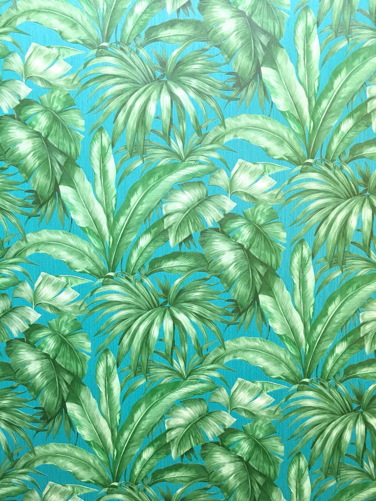 Einetropische Tapete Mit Grünen Blättern Darauf Wallpaper