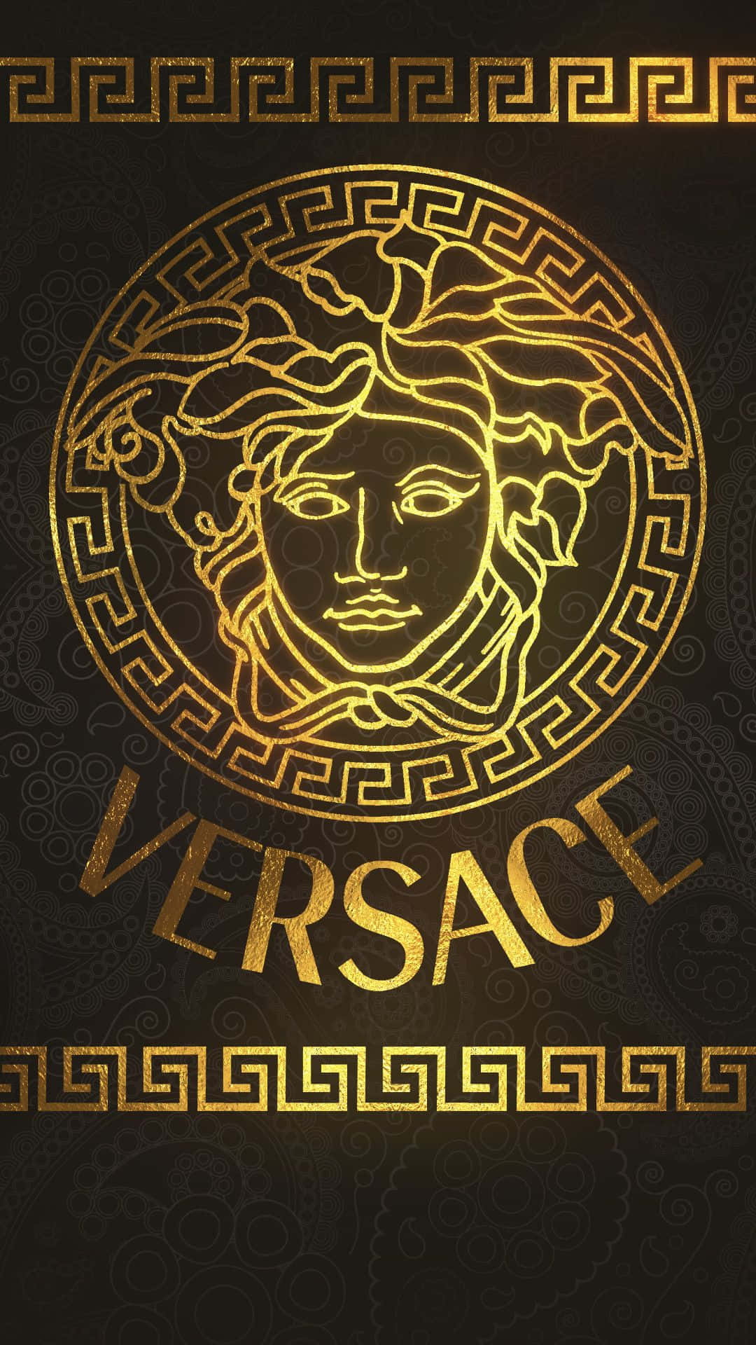 Versace Iphone Gold Logo Brown Wallpaper