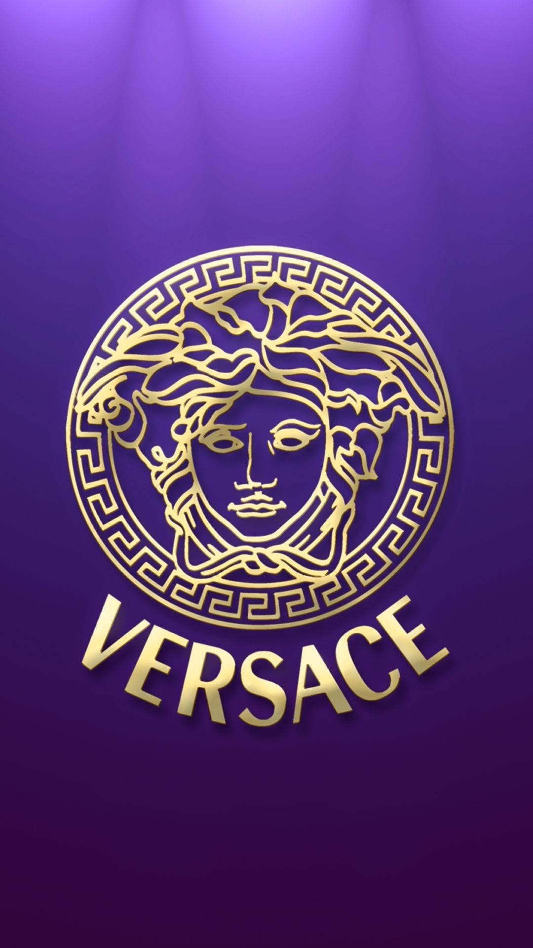 Golden Versace Logo Purple Portrait Wallpaper