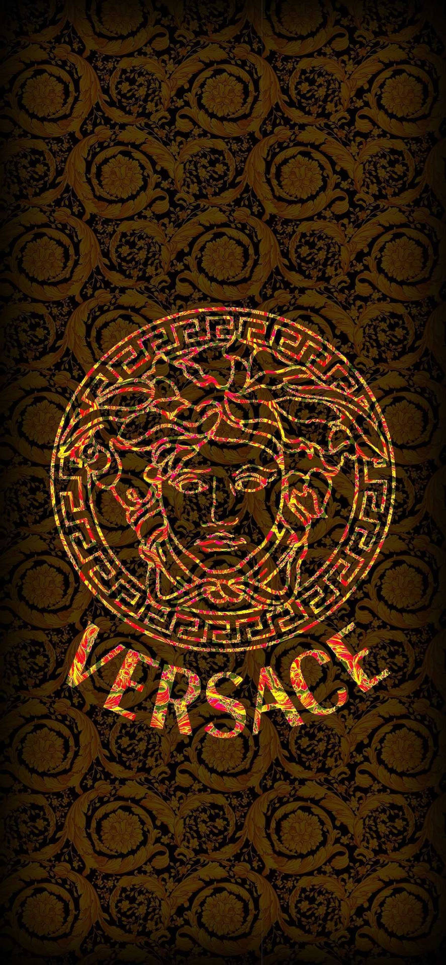 Classic Versace Logo Pattern Canvas Wallpaper