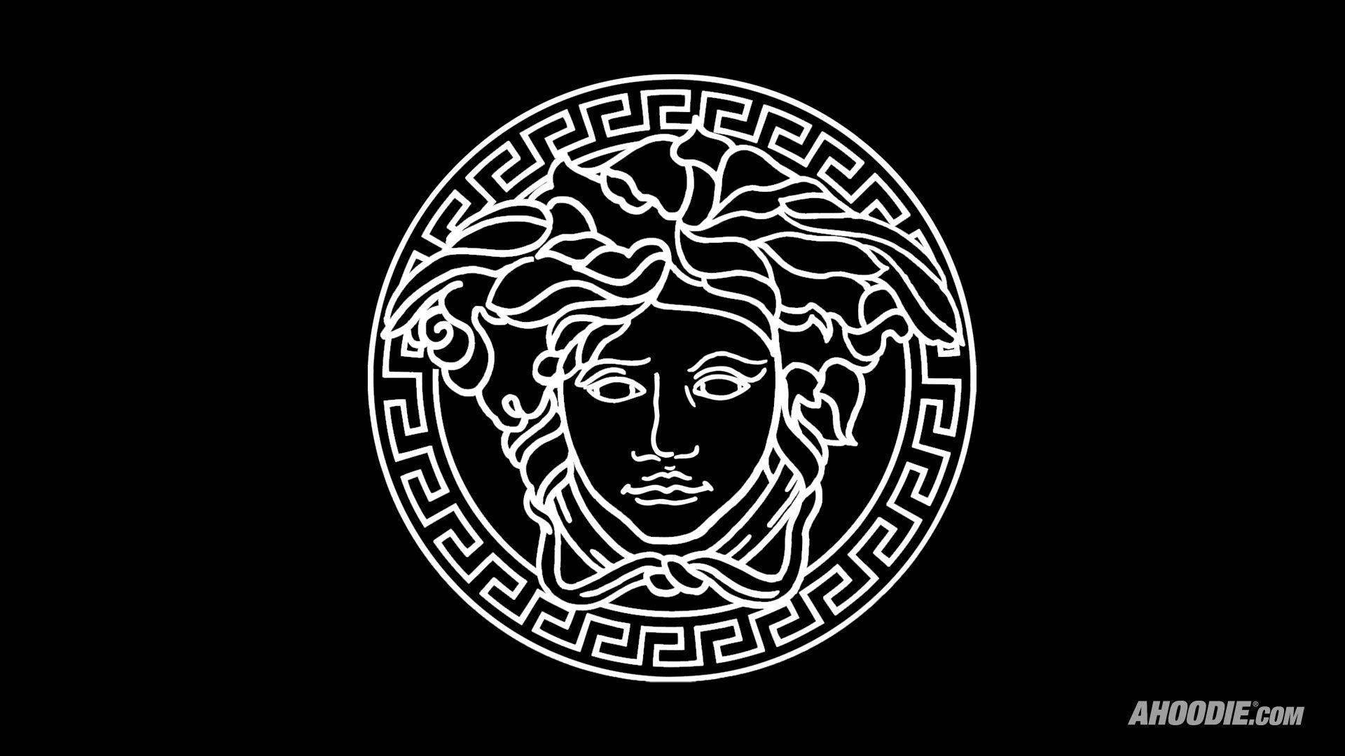 Versace Logo White Line Design Wallpaper