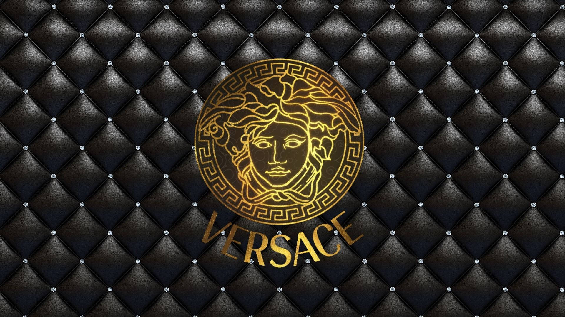 Golden Versace Logo Leather Wallpaper