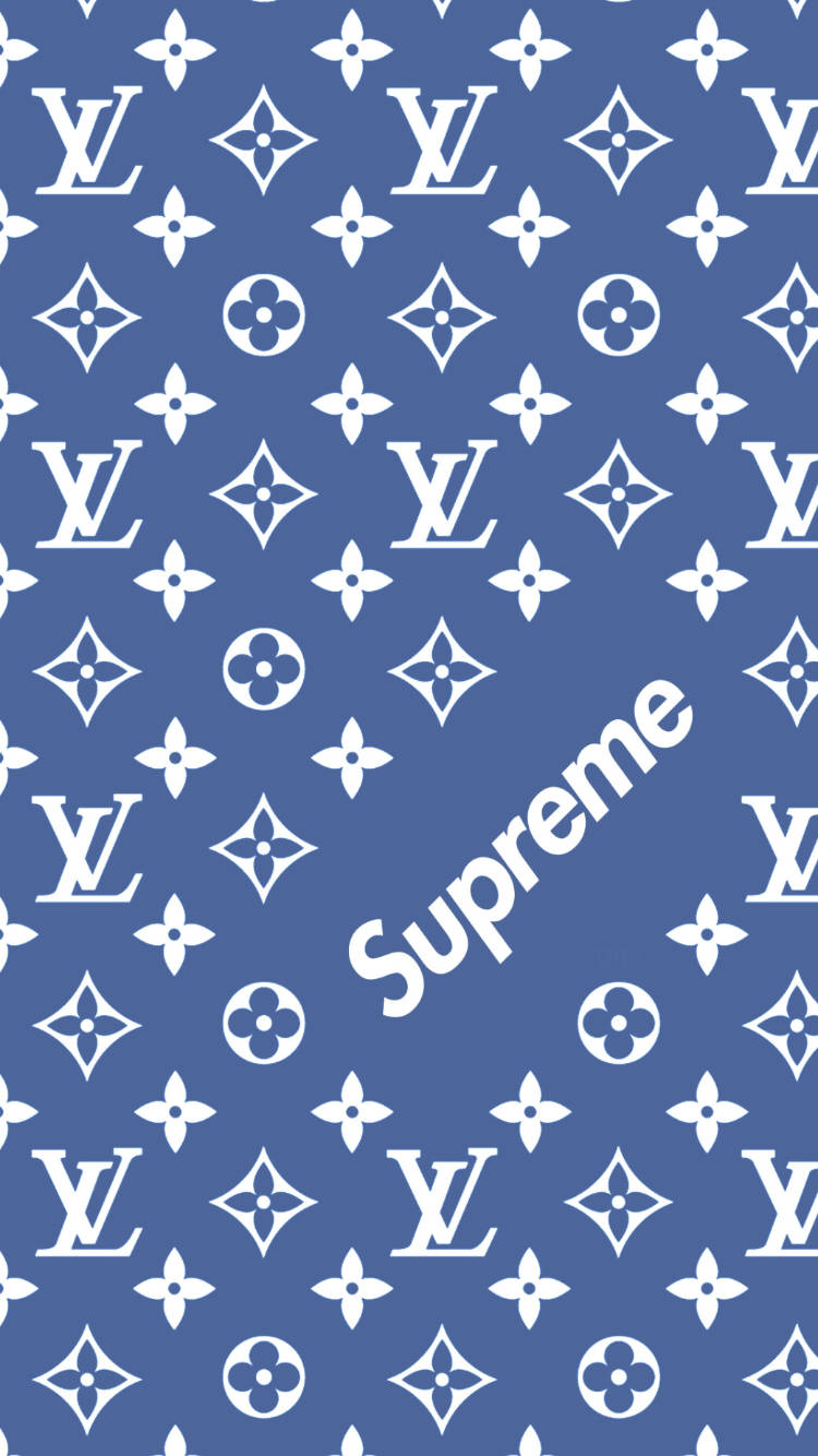 Vertical Blue Louis Vuitton X Supreme Background