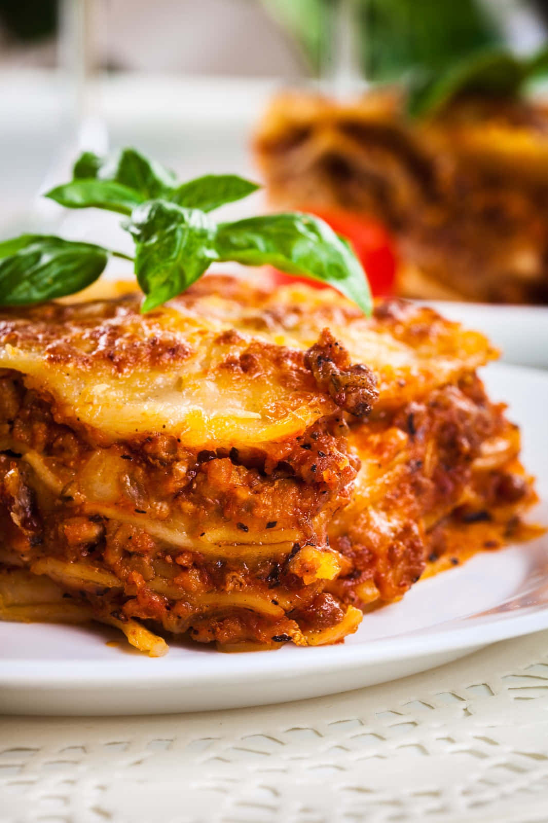 Exquisite Lasagna Alla Bolognese Serving Wallpaper