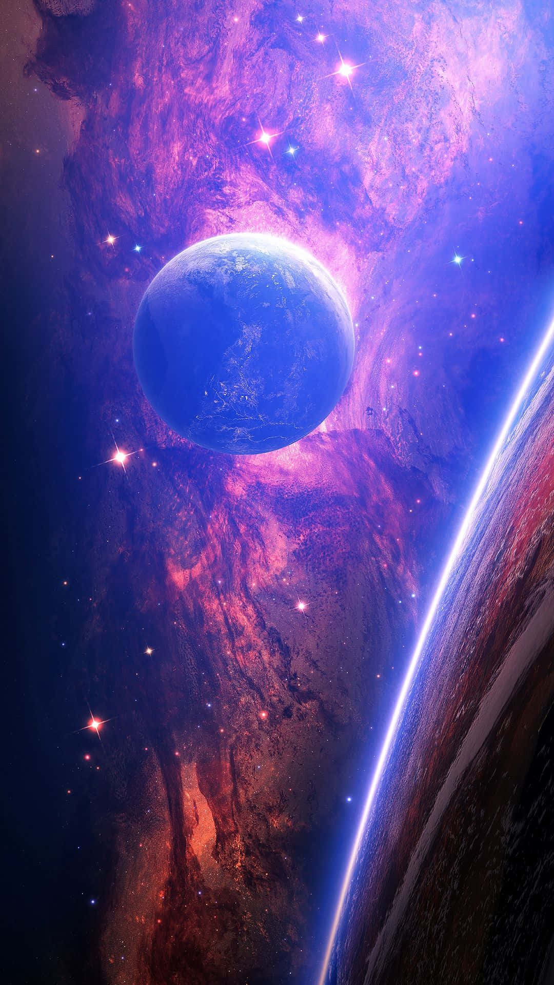 Einblauer Planet Mit Einem Blauen Planeten Im Hintergrund Wallpaper