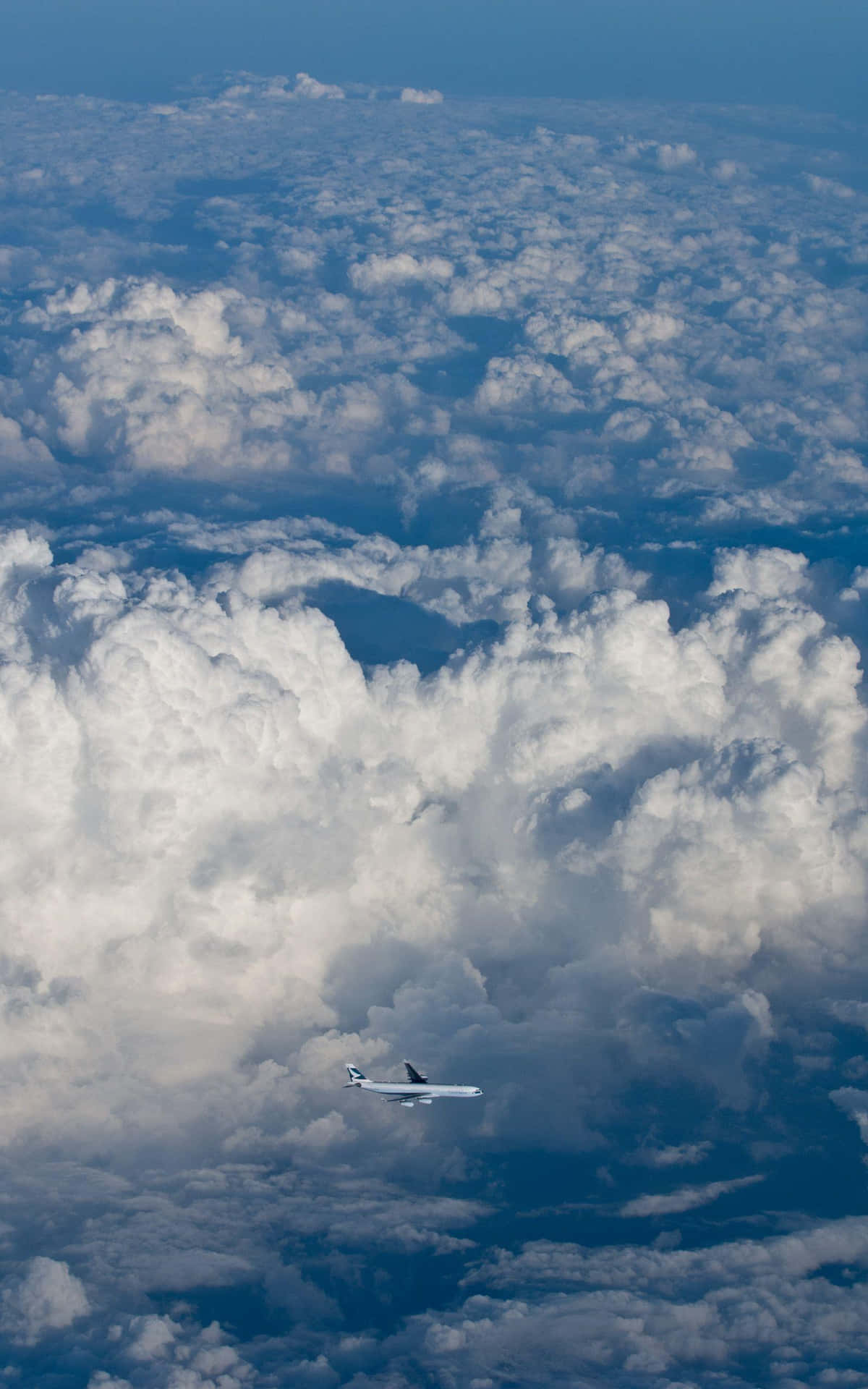 Einflugzeug, Das Über Den Wolken Fliegt. Wallpaper