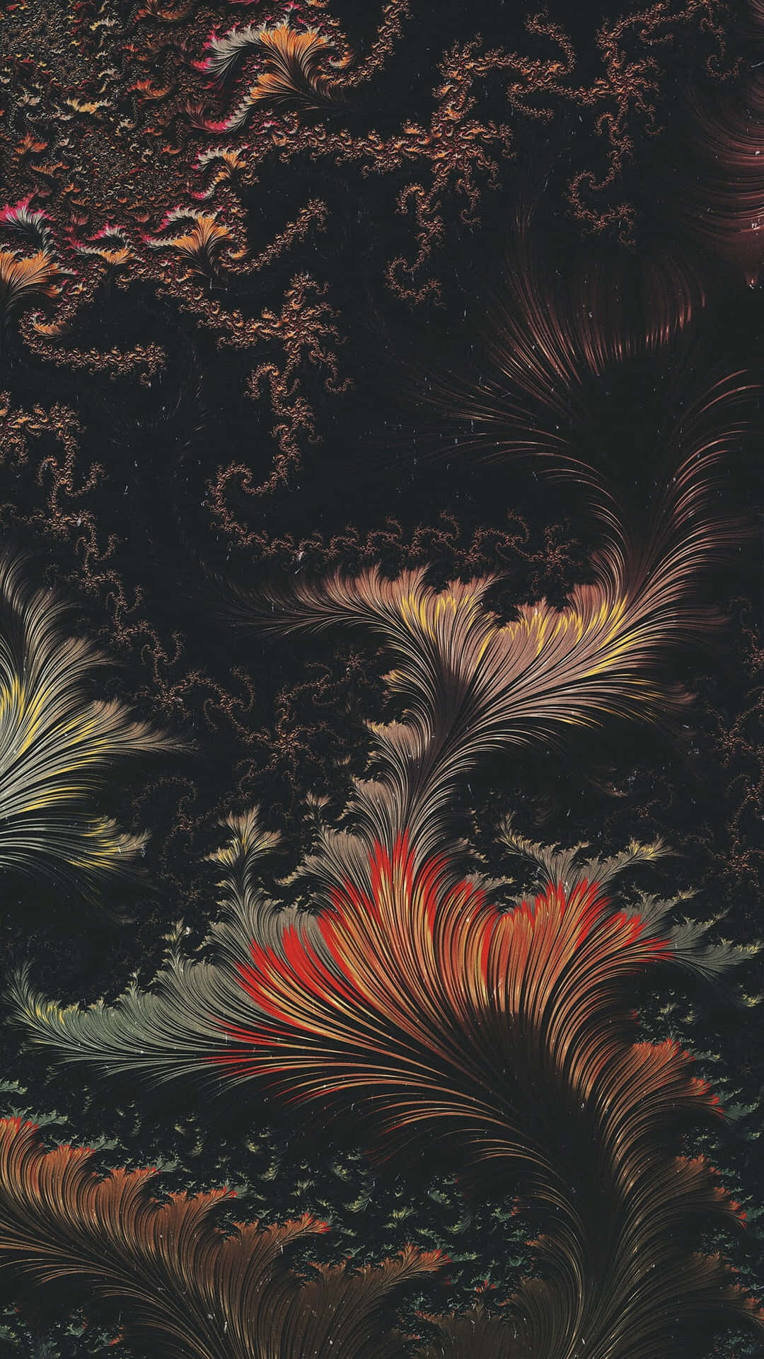 A Painting Of A Black And Orange Sky With A Red And Orange Flower Wallpaper