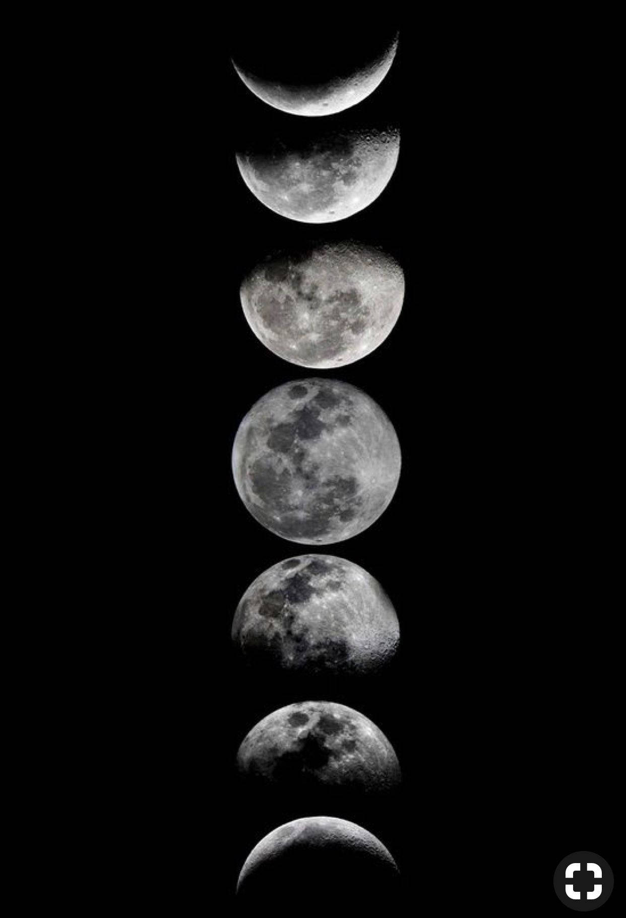 Vertical Moon Phases In Black Wallpaper