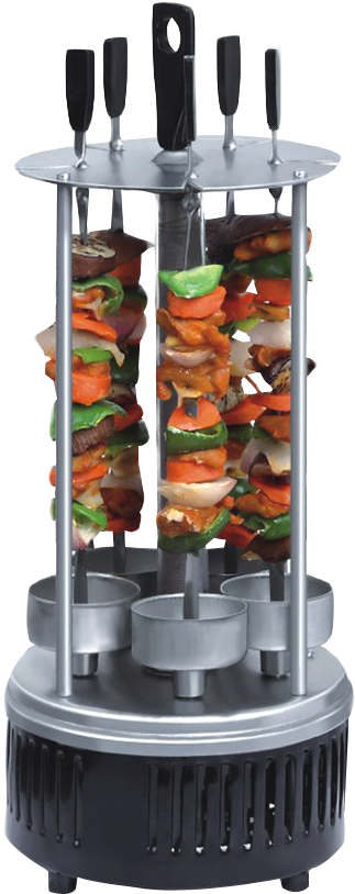 Vertical Rotisserie Grillwith Vegetablesand Meat PNG