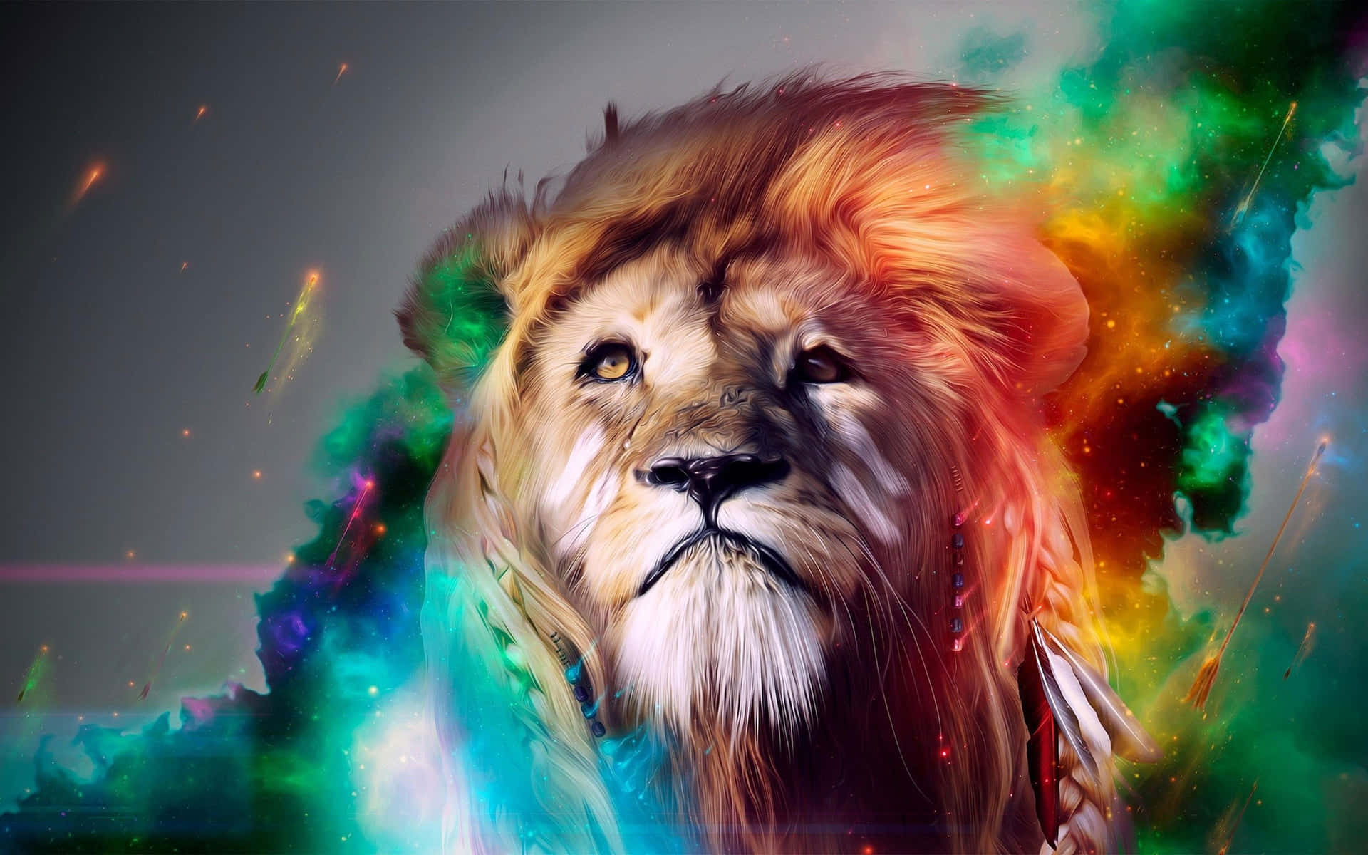 Very Colorful Coat Of The Lion Wallpaper
