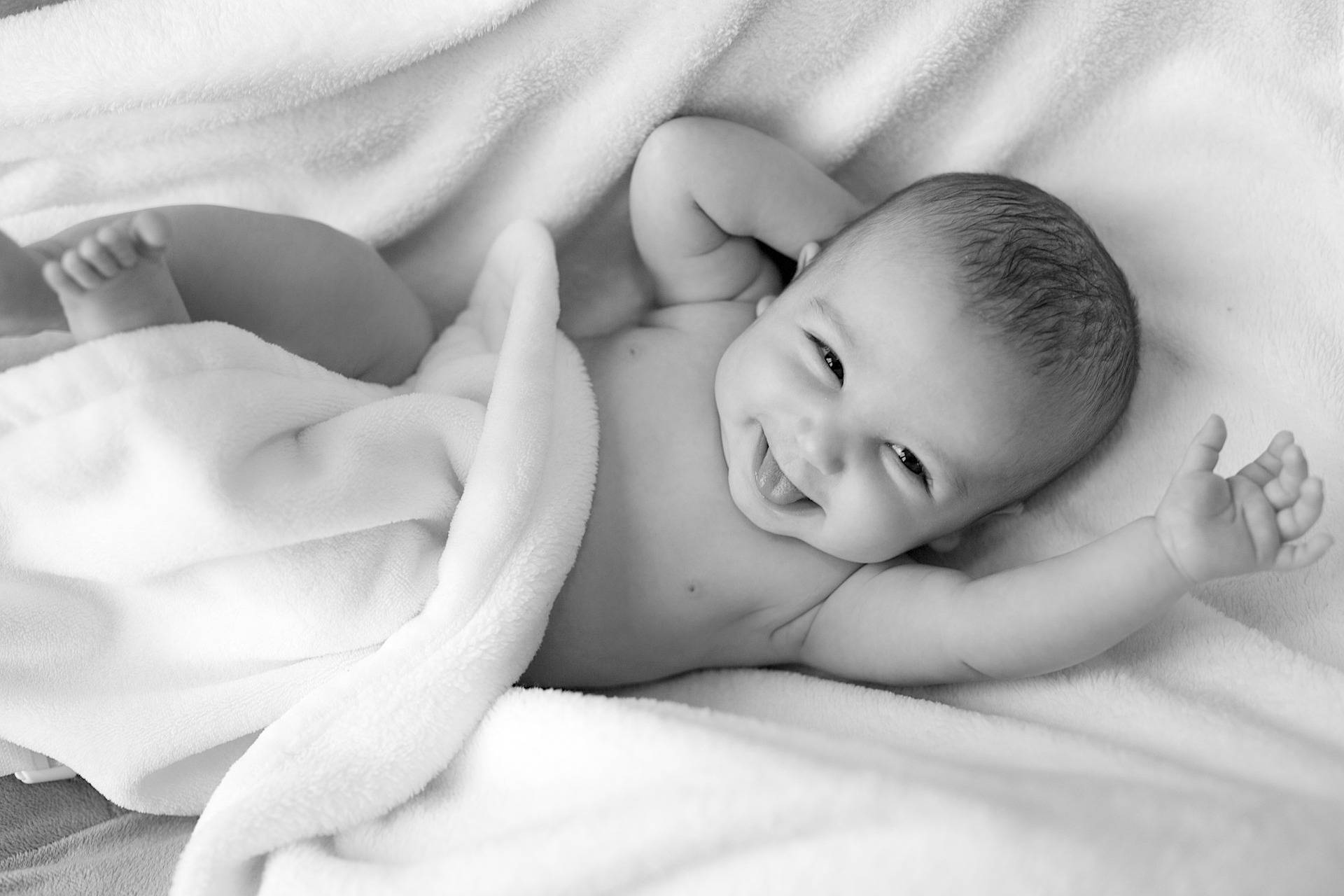Very Cute Baby Grayscale Wallpaper