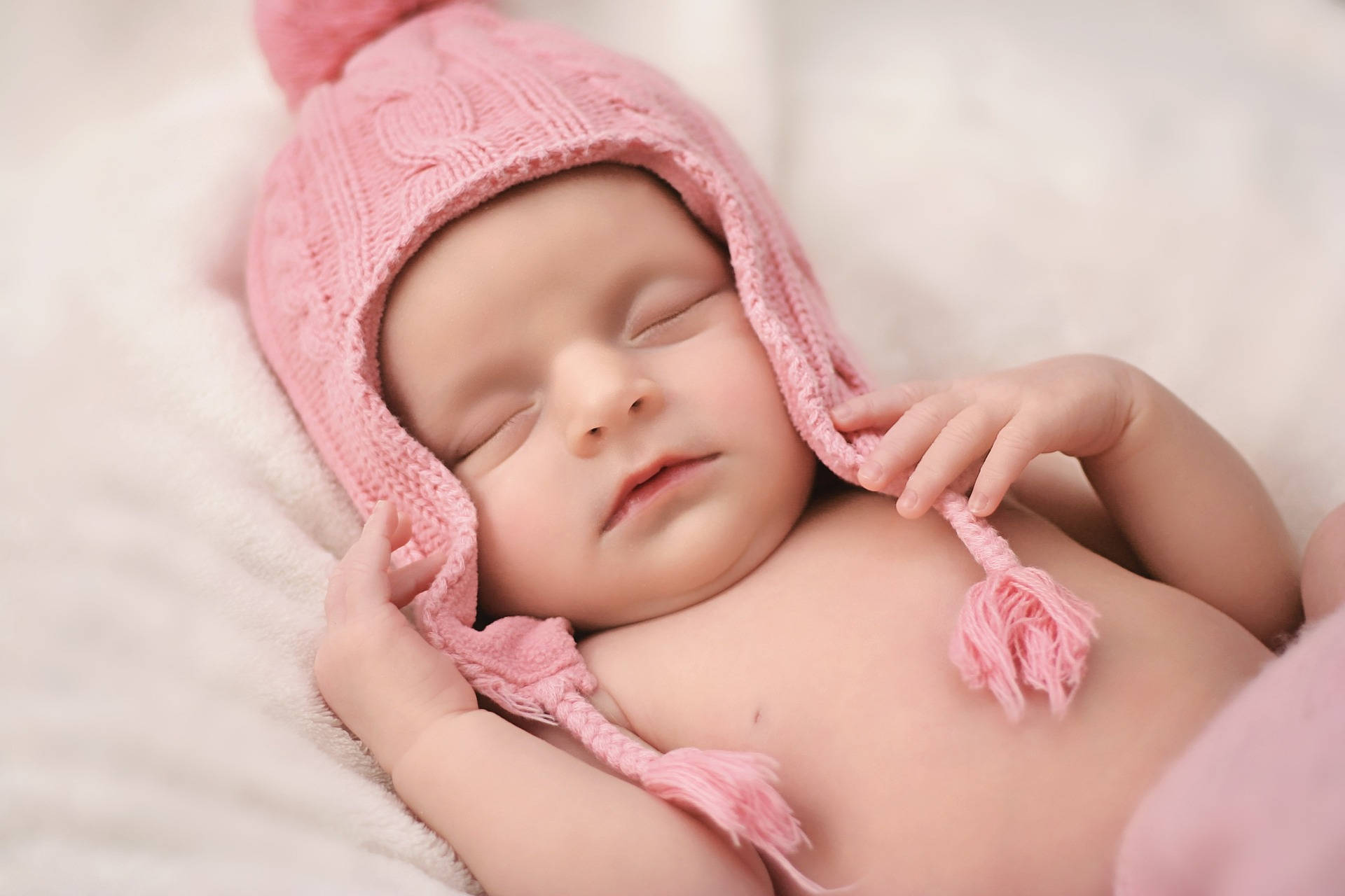 Very Cute Baby Pink Knitted Hat Wallpaper
