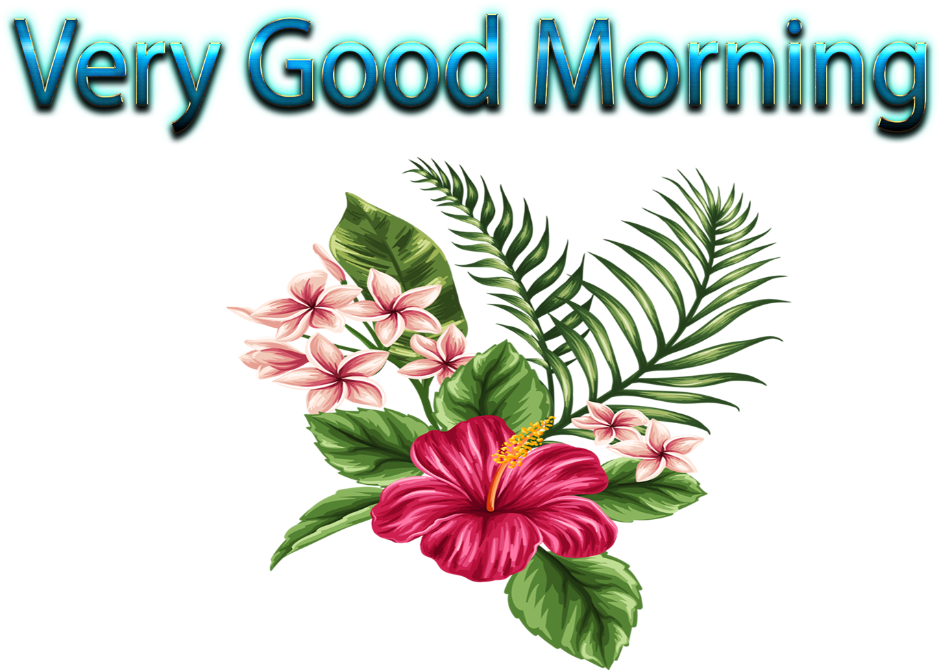 Very Good Morning Floral Greeting PNG