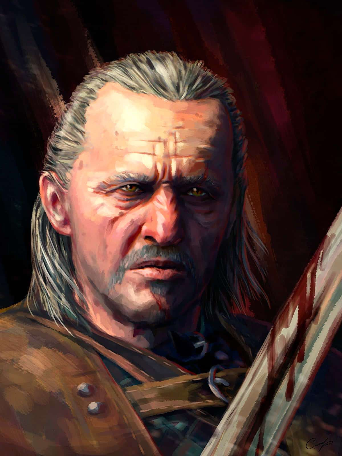 Vesemir Witcher Portrait Wallpaper