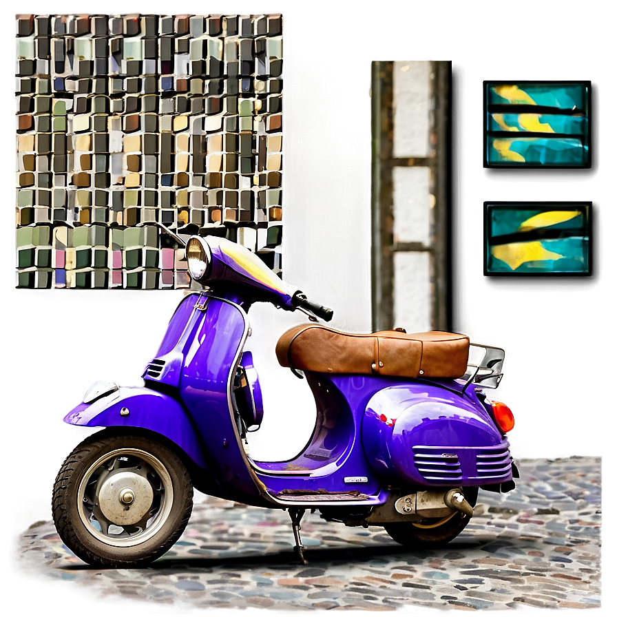 Vespa On Cobblestone Street Png Auk22 PNG