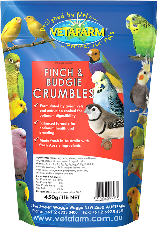 Vetafarm Finchand Budgie Crumbles Packaging PNG