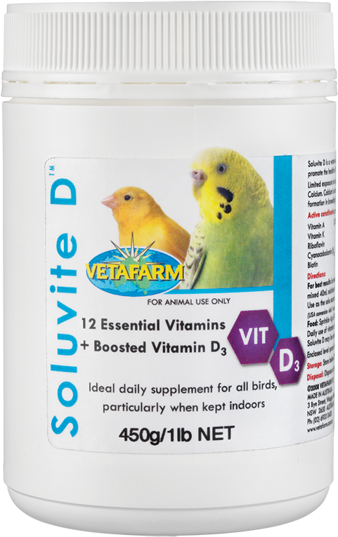 Vetafarm Soluvite D Vitamin Supplement Budgies PNG