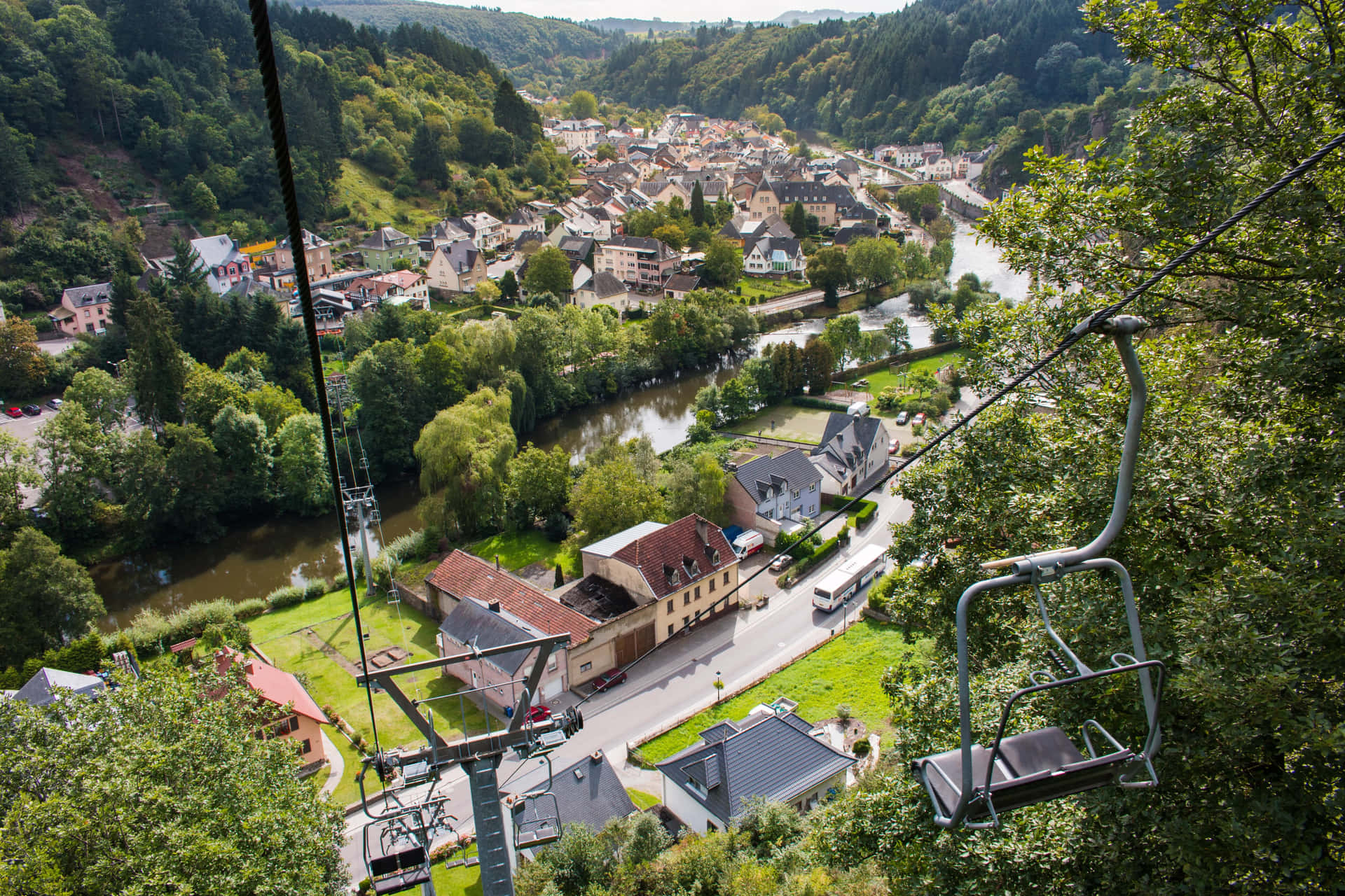 Viandenin Tuolihissin Näkymä Luxemburg Taustakuva