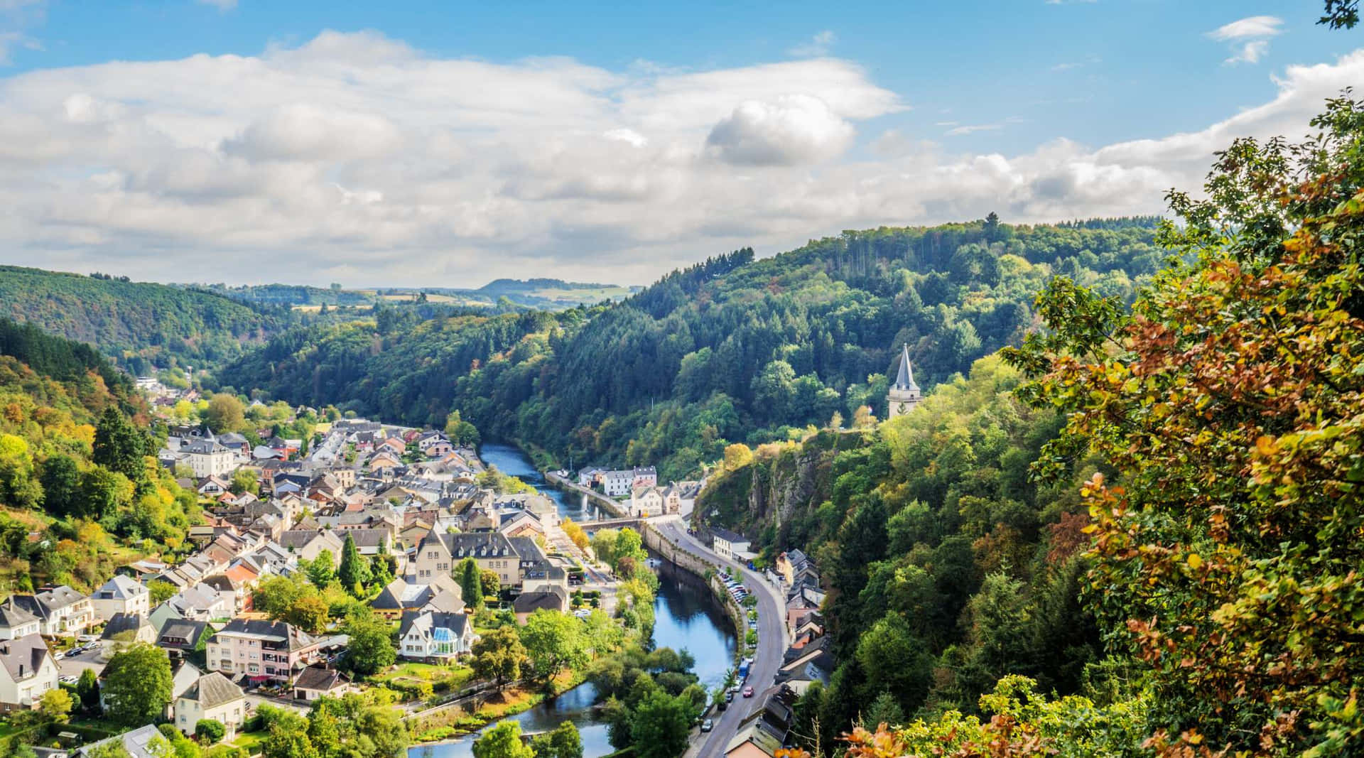 Vianden Luxembourg Scenic Utsikt Bakgrunnsbildet