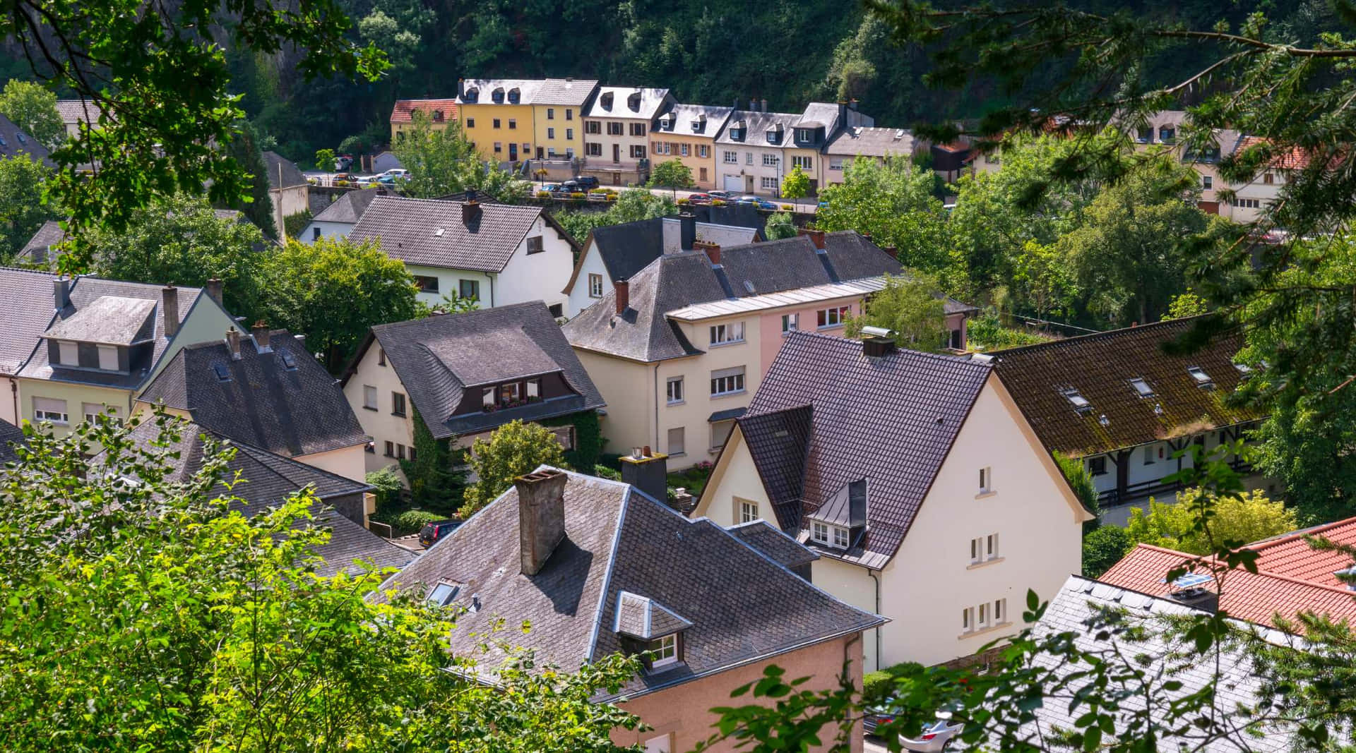 Vianden Byutsikt Luxembourg Bakgrunnsbildet