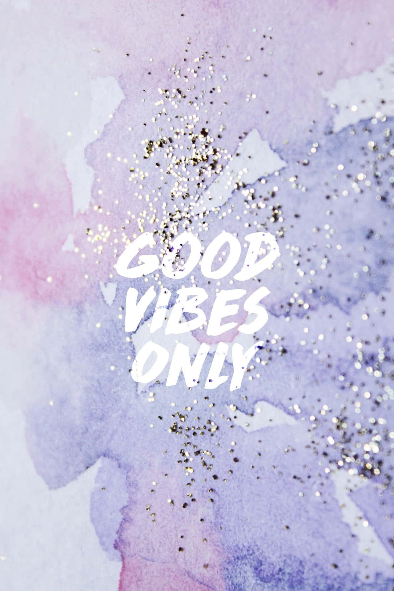 Purple With Silver Glitter Good Vibes Iphone Wallpaper