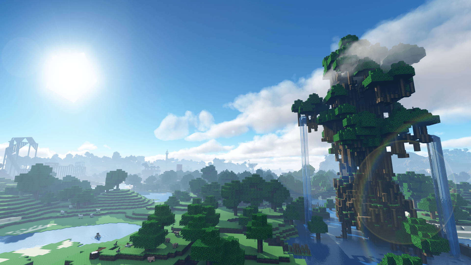 Vibrant 4k Minecraft Fantasy Landscape Wallpaper