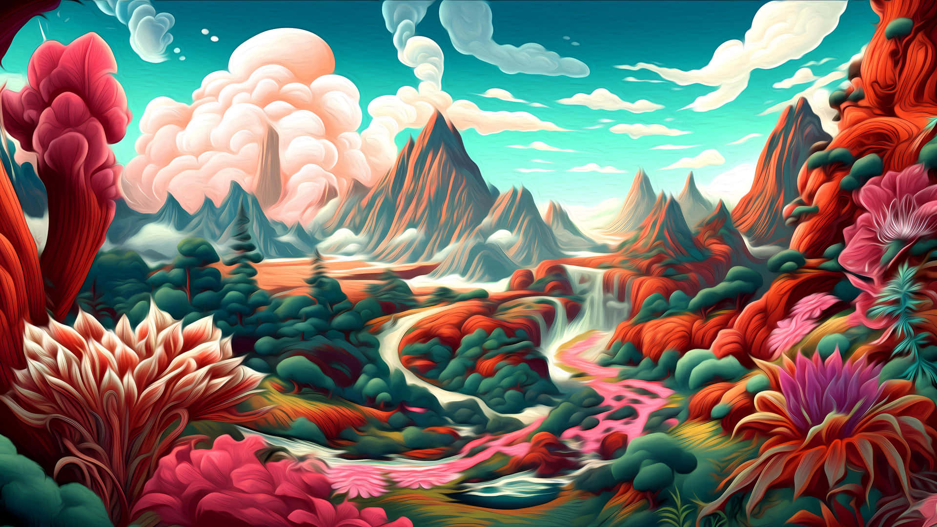 Vibrant_ Abstract_ Mountain_ Valley.jpg Wallpaper
