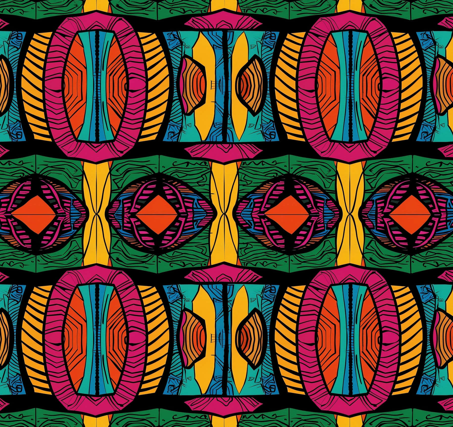 Vibrant African Print Pattern Wallpaper