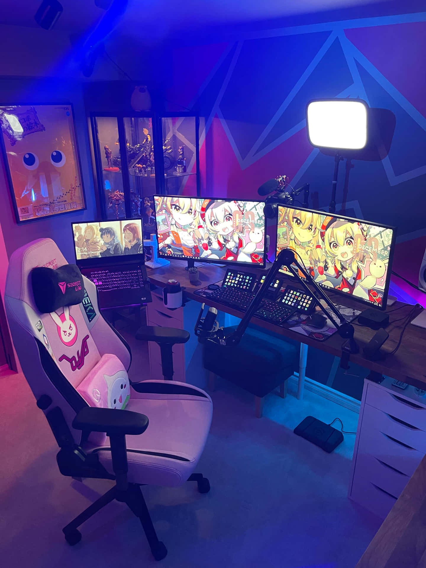 Vibrant Anime Gamer Setup Wallpaper