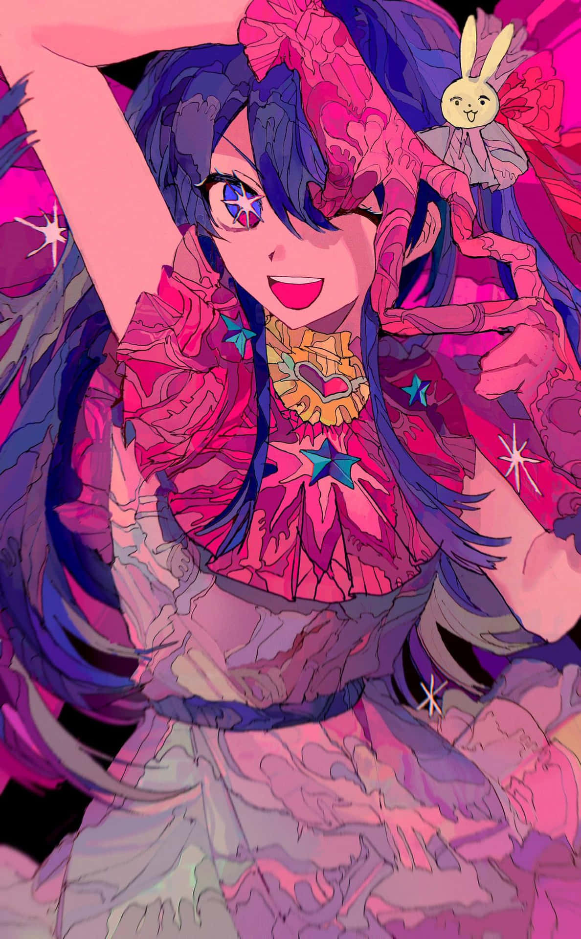 Vibrant Anime Girl Illustration Wallpaper