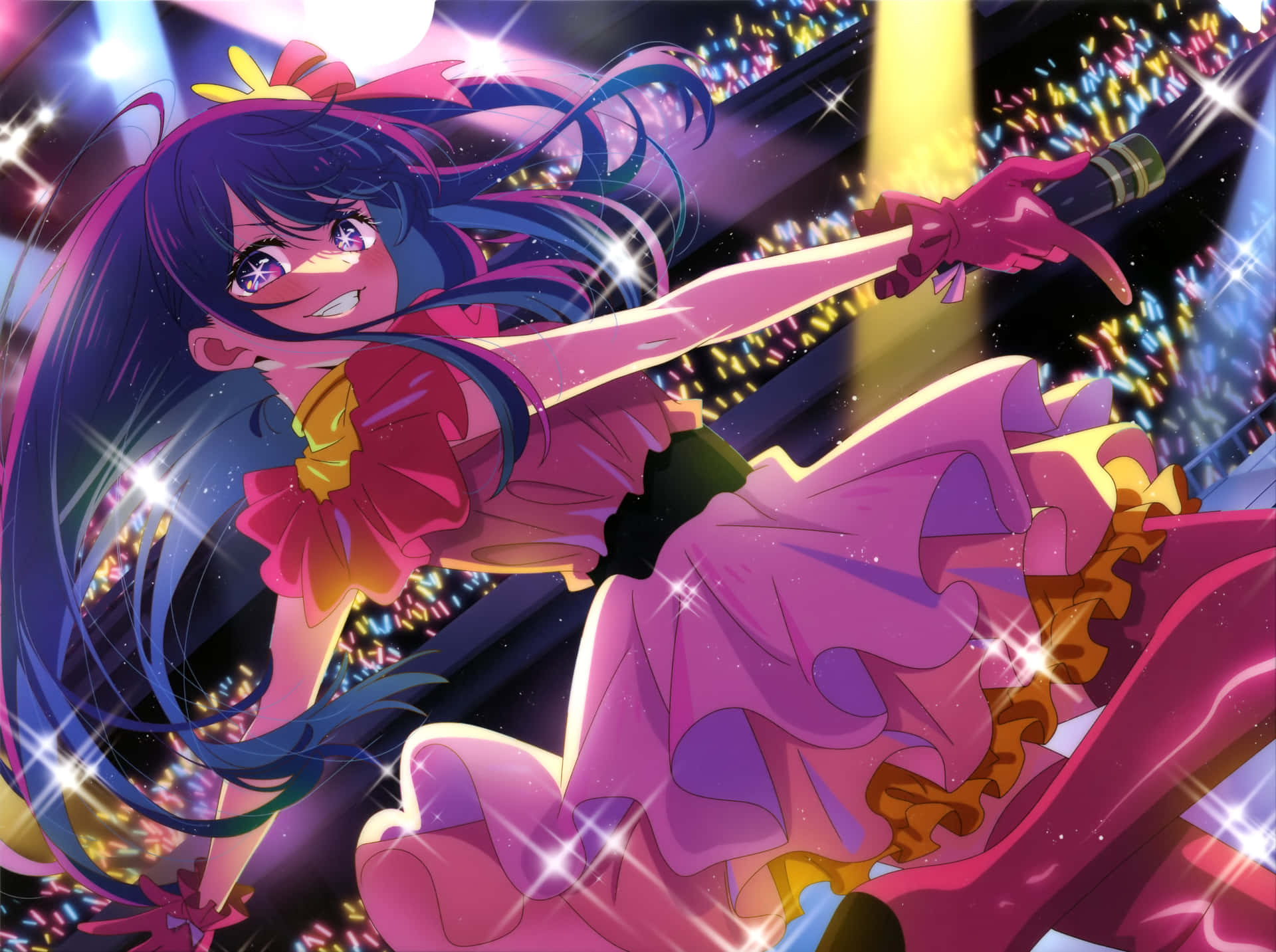 Vibrant Anime Idol Performance Wallpaper
