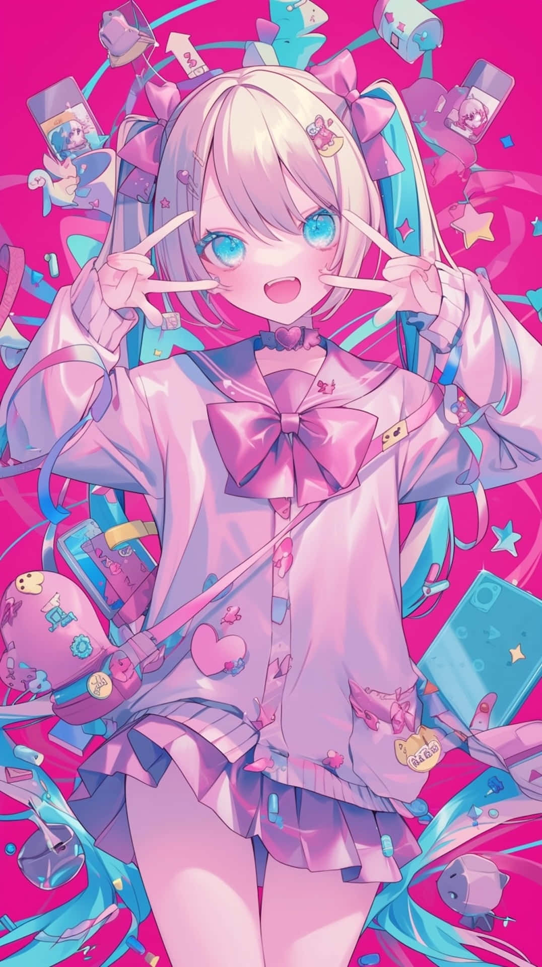 Vibrant Anime Streamer Girl Wallpaper