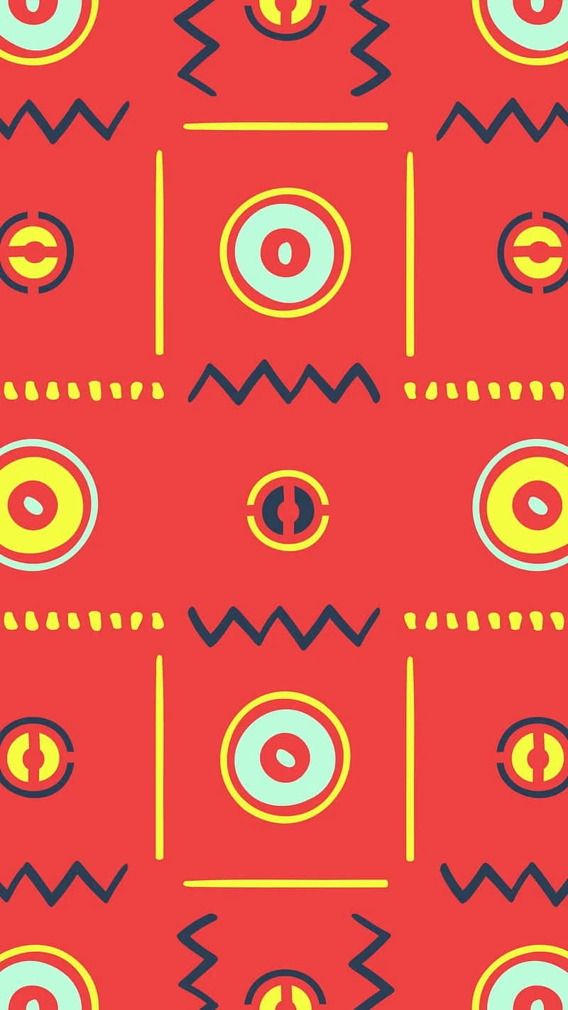 Vibrant Aztec Pattern Red Background Wallpaper