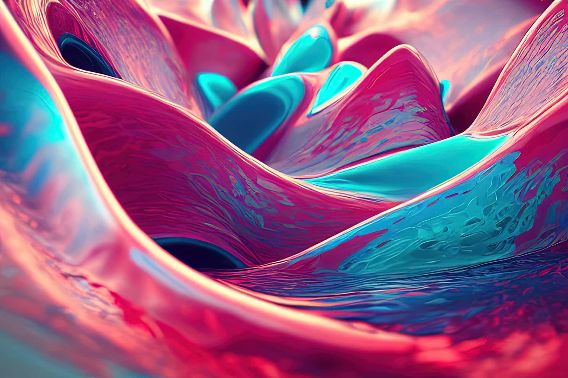 A Pink And Blue Flower With Water