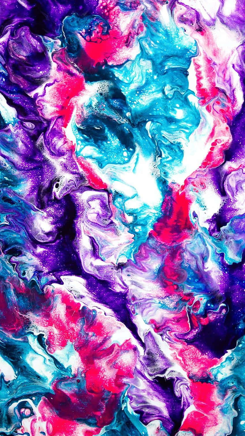A Painting Of Purple, Blue And White Swirls