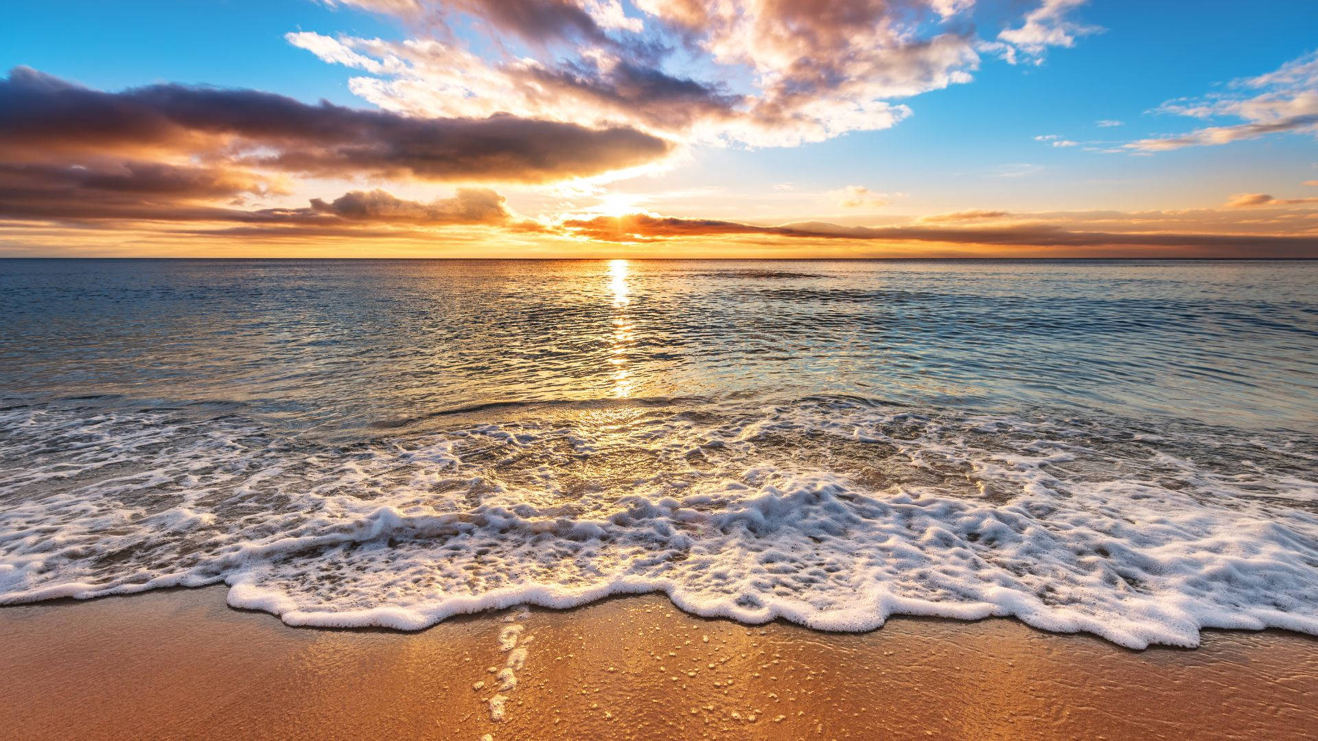 Vibrant Beach Sunrise Landscape Wallpaper