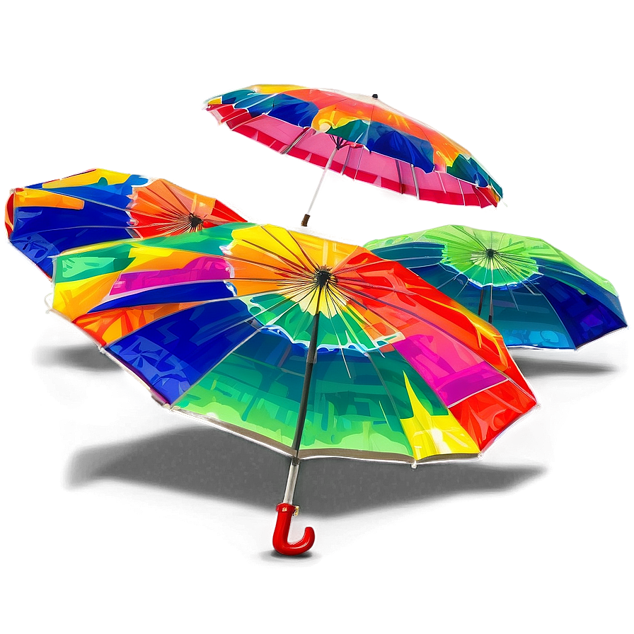 Vibrant Beach Umbrellas Png 06132024 PNG